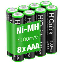 HiQuick 8 x AAA Rechargeable Batteries, Rechargeable 1100mAh Battery,