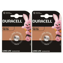 2X Duracell 1616 Lithium (2 Blister Packs of 1 Battery) 2 Batteries