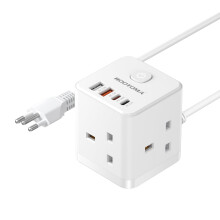 UK to Brazil Plug Adapter with 1.5M Extension Cable 3 Way 4 Fast Charg