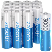 Zepath 16 x AA Rechargeable Lithium Batteries With 2 Slot Charger, Hig