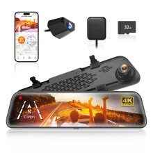 WOLFBOX G840S 12" 4K Mirror Dash Cam with 5.8GHz WiFi, 2160P Full HD S