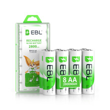 EBL 2800mAh Rechargeable Battery AA 8 Pack, High Capacity 1.2V NIMH AA