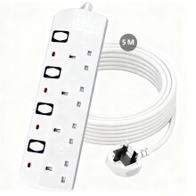 5M Extension Lead, 4 Gang Extension Lead with Individual Switches, for