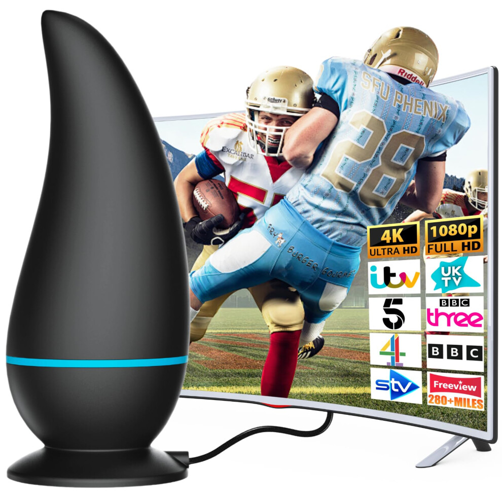 Deenor Indoor Tv Aerial With Signal Booster Â Digital Hdtv Antenna Wit 4028235125219