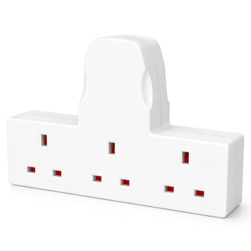 13A 3 Gang UK 3-Pin Power Adapter Multi Plug Socket Extender, Compact