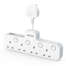Mscien Multi Plug Extension Socket with USB, 4 Way Plug Adapter, Hangi