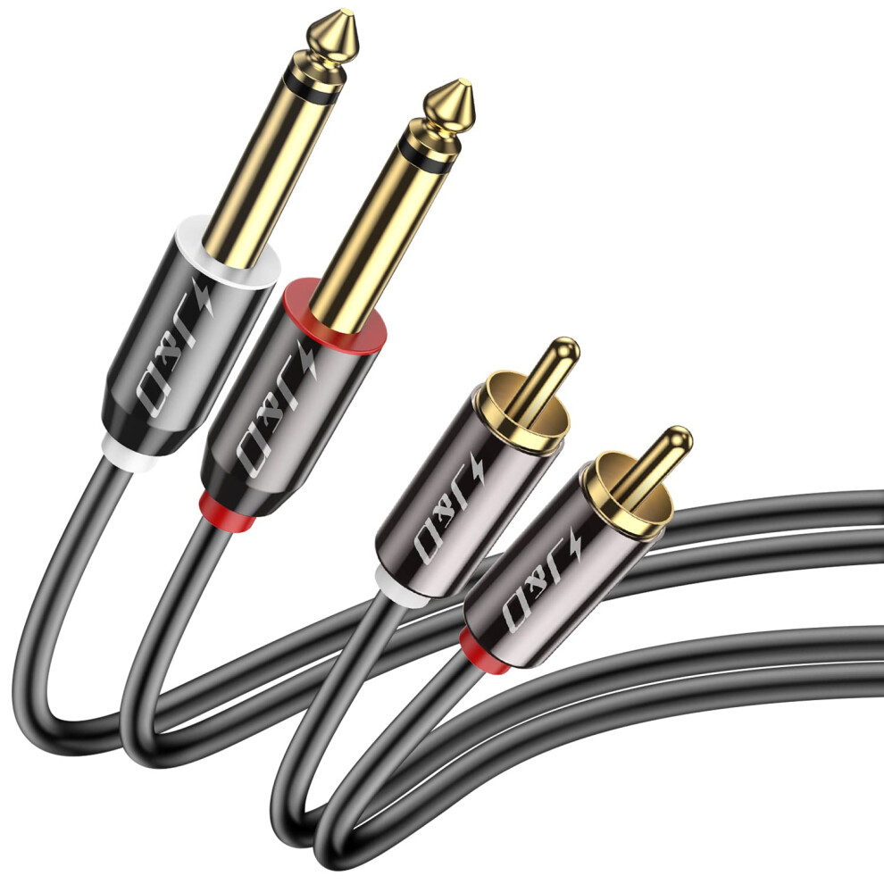 J&D Dual 1/4 Inch Ts To Dual Rca Stereo Audio Interconnect Cable, Gold 1272371677337