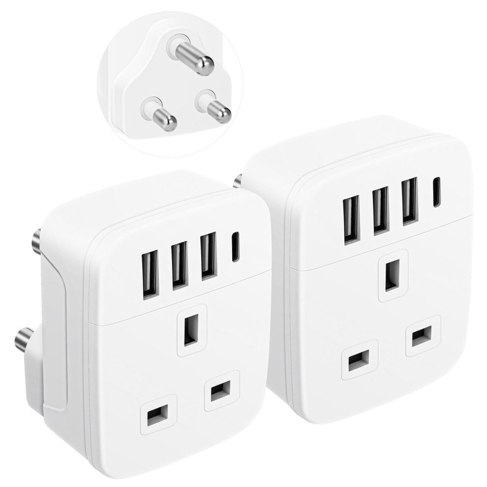 2-Pack Uk To South Africa Plug Adapter,Shuomao Ground Uk To South Afri 5096024063119