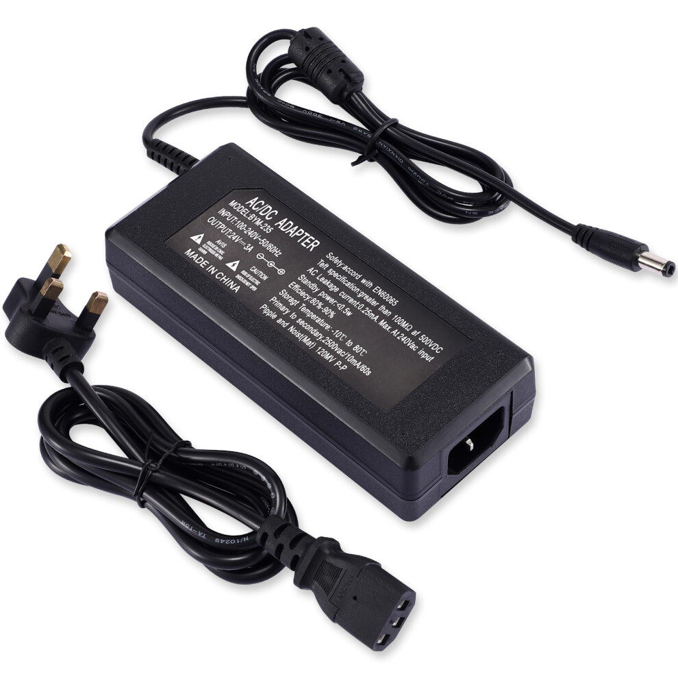 Tobwolf 24V 3A Dc Power Supply, Ac 100-240V To Dc 72W Power Adapter, 2 7702884718462