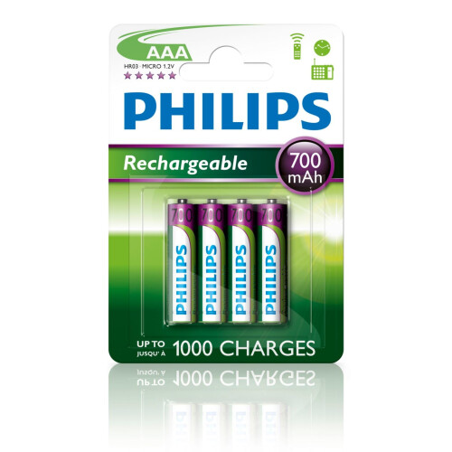 Philips Philips Rechargeable Battery AAA - 700mAh (4 Batteries)