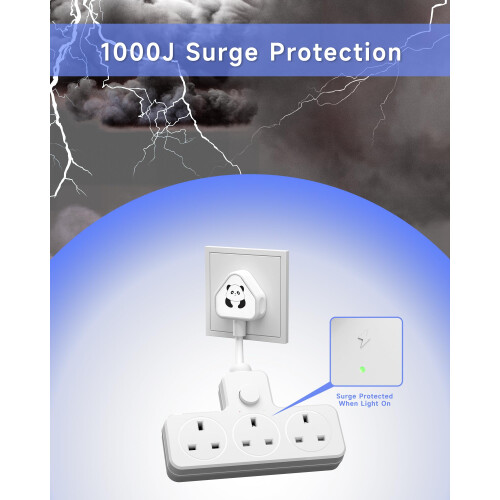 LIPWEL Extension Lead 3 Way Multi Plug Socket Surge Protected Short Ex 2