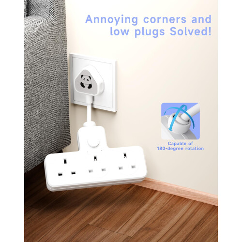 LIPWEL Extension Lead 3 Way Multi Plug Socket Surge Protected Short Ex 1