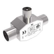 Ancable TV Aerial Coax Splitter, Metal Housing, 2 Way 1 Male to 2 Fema