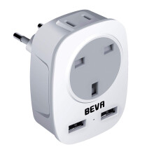 BEVA UK to EU European Plug Adapter, Europe Outlet Travel Adapter with