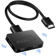 HDMI Splitter 1 in 4 Out with 3.9ft Cable, 4K HDMI Splitter (Mirror On