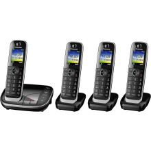 Panasonic KX-TGJ324EB Landline Phone Cordless, House phones, Nuisance Call Blocker, Answer machine, Colour Display, Quad Handset - Black