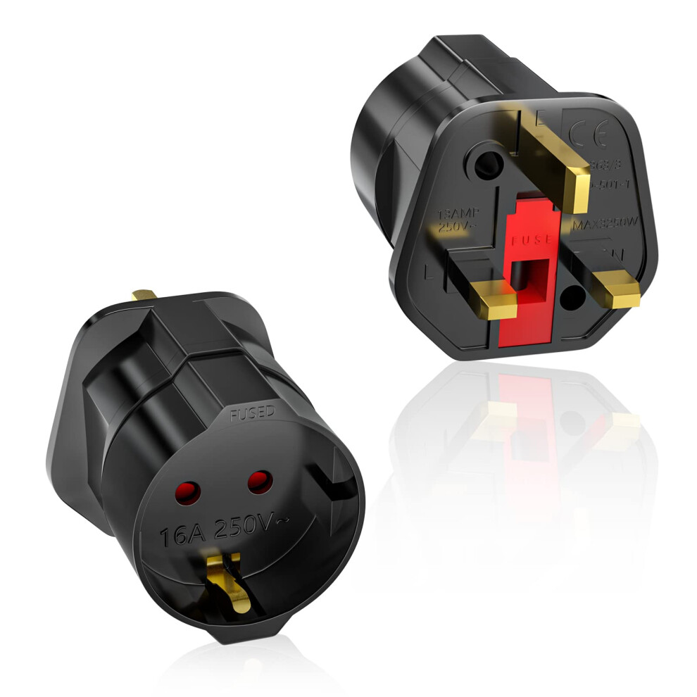 European To Uk Plug Adaptor 2 Packs, Eu To Uk Plug Adapter With 13A Fu 9511838938515