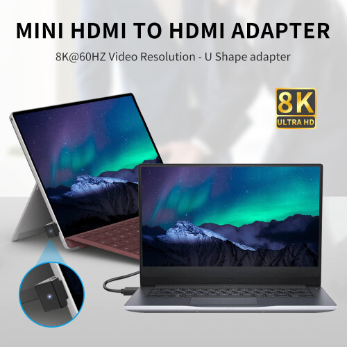 Duttek U Shape Mini HDMI to HDMI 8K Adapter,Down A 1
