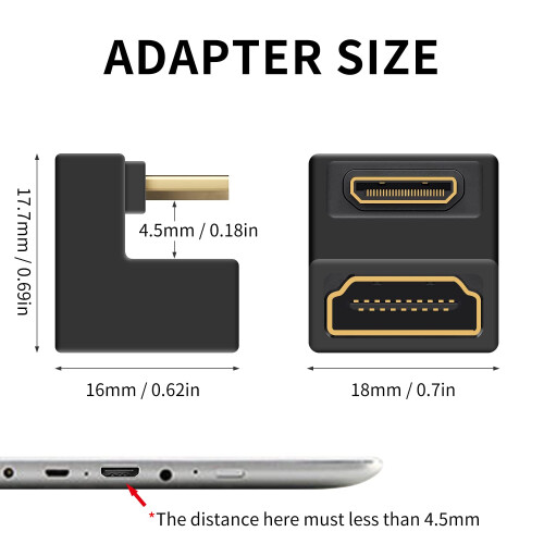 Duttek U Shape Mini HDMI to HDMI 8K Adapter,Down A 2