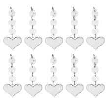 Crystal Heart Ornaments for Christmas Tree Decorations, Clear Acrylic Plastic Heart Drop Crystal with Multi-Sided Beads and Tassel Design, Hanging