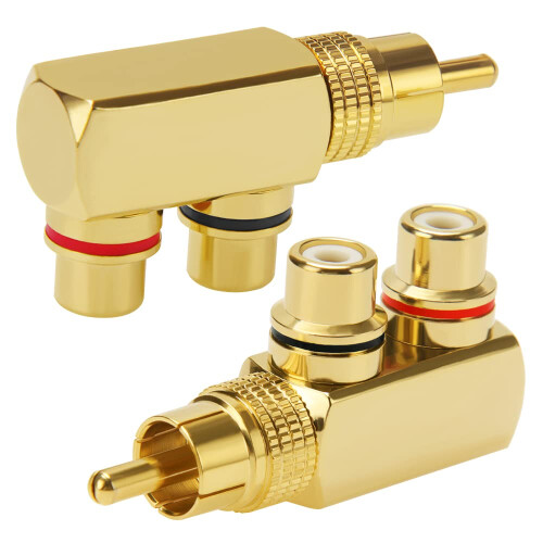 KUOQIY 2 PCS 90 Degree Right Angle RCA Splitter, R
