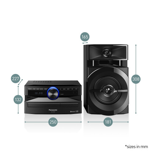 Panasonic Panasonic SC-UX100E-K Black 300W Mini Hi-Fi System with Bluetooth, USB 2
