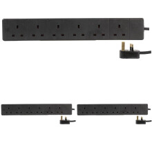Pro Elec - Extension Lead, 6 Socket, 3 Metres (Bla