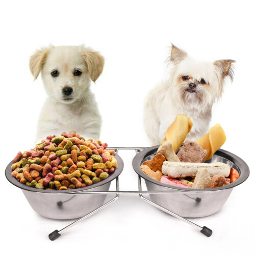 Doppelte Hunde- und Katzennäpfe, Premium-Futter- und-Silber 1