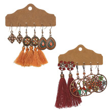 Orecchini a cerchio Boho da donna, orecchini pendenti vintage divertenti con caratteristiche di gocce intrecciate leggere e artigianato in stile