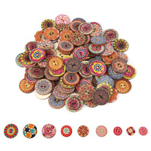 Boutons en bois à motif floral, design vintage, en bois naturel, boutons rétro pour loisirs créatifs et couture, couleurs assorties, motifs