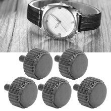 Kit di 5 corone per orologi, tubo lungo da 4,5 mm, in acciaio nero.