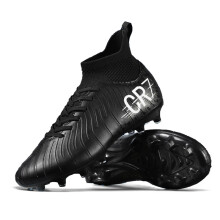 (222-C-Black, 45) Soccer Shoes for Men Cleats Mid-top Non-Slip FG/TF Football Boots Chuteira Campo High-quality Match Sneakers Futsal Indoor