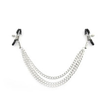 Adjustable Y-Shaped Nipple Clitoris Nipple Clamp with Stainless Steel Chain for BDSM and Breastfeeding - Silver (S108)