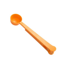 Food Sealing Clip with Measuring Spoon, 2 in 1 Kitchen Bag Sealer for Coffee Tea Snack, Orange