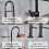 Matte Black Pull Out Spring Kitchen Faucet, Single Handle Mixer Tap, 360Degree Rotation, Hot and Cold 4