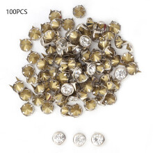 Punk Spikes for DIY Fashion Projects, Silver Base Rhinestone Claw Beads Metal Nailhead Studs with Cloth Cap Crystal Inlay, Rapid Rivets Electroplated