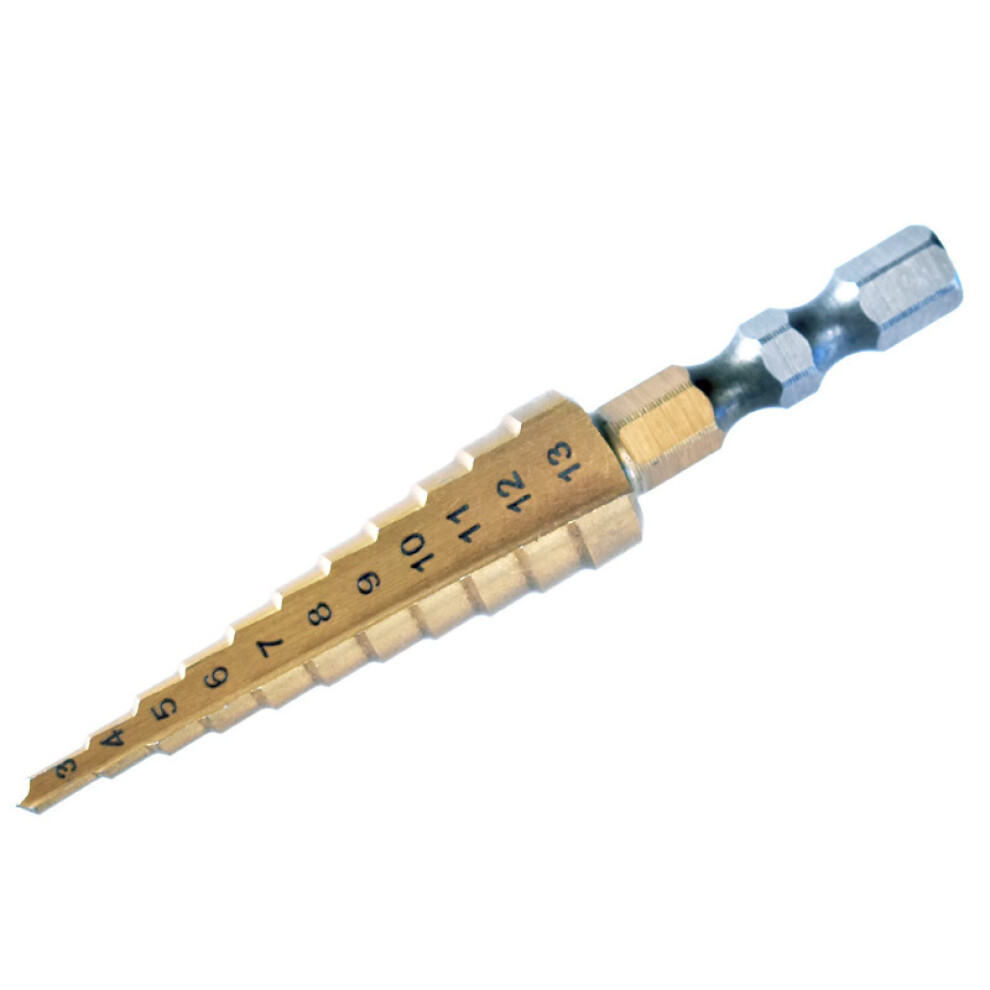 3-13Mm Hexagon Shank Titanium-Plated Step Drill Bits For Wood And Metal, Hss Pagoda Hole Cutter For Core Drilling 9382693547835