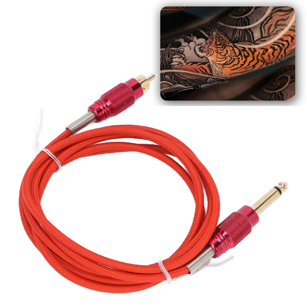 Red Durable 1.8M Rca Cord For Tattoo Machines With Wool Knit Cover
