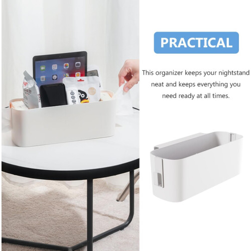 Bedside Storage Organizer with MultiPocket and Side Hooks for Dorm Bunk Beds No Drilling White 2