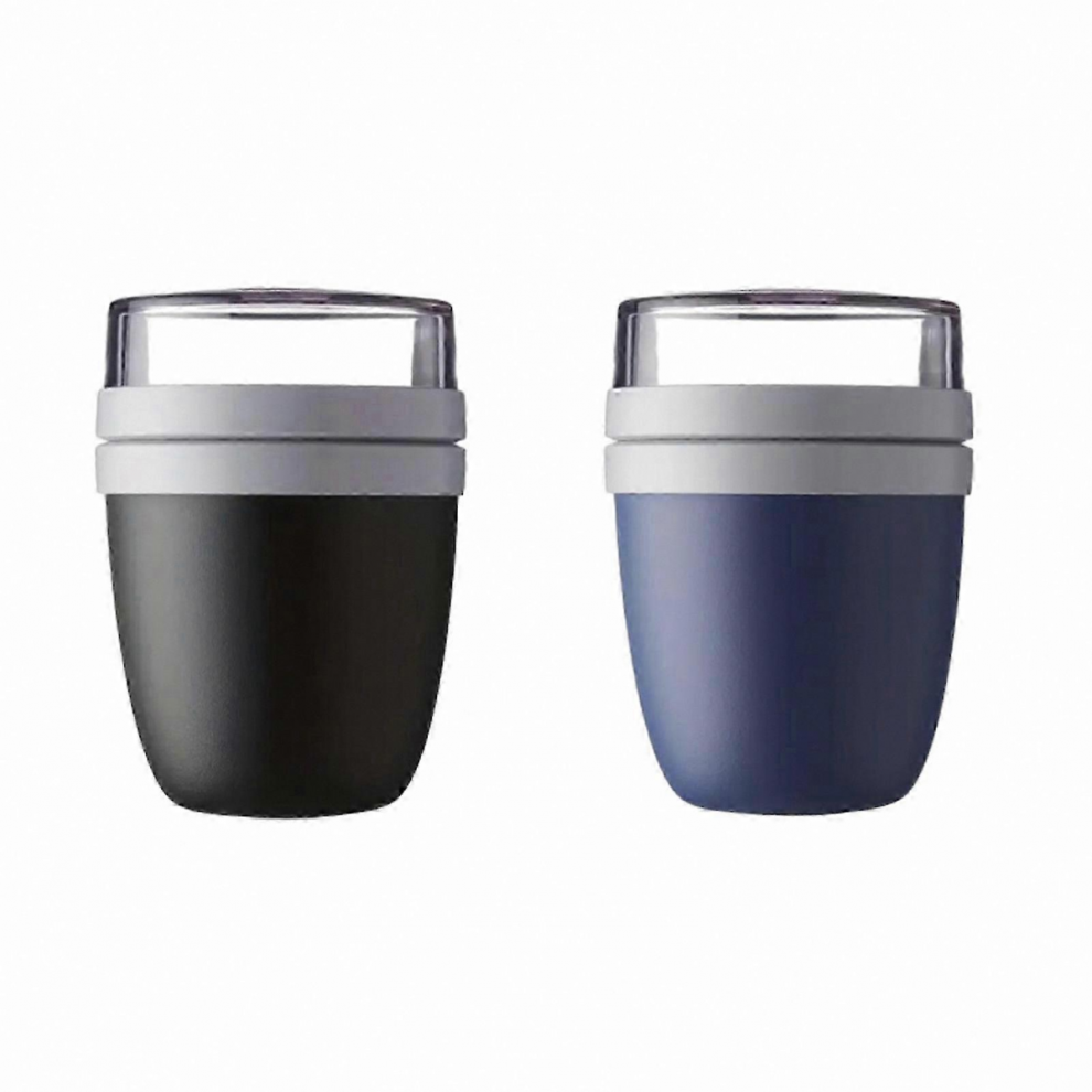 (Black Navy Blue) 2-Pack 500Ml Airtight Food Storage Jars With Lids For Overnight Oats, Yogurt, Snacks, And Meal Prep 5996097905050