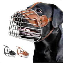 (Black, S) Großer Hundemaulkorb aus Leder und Metalldraht, verstellbar, für Pitbulls, Deutsche Schäferhunde