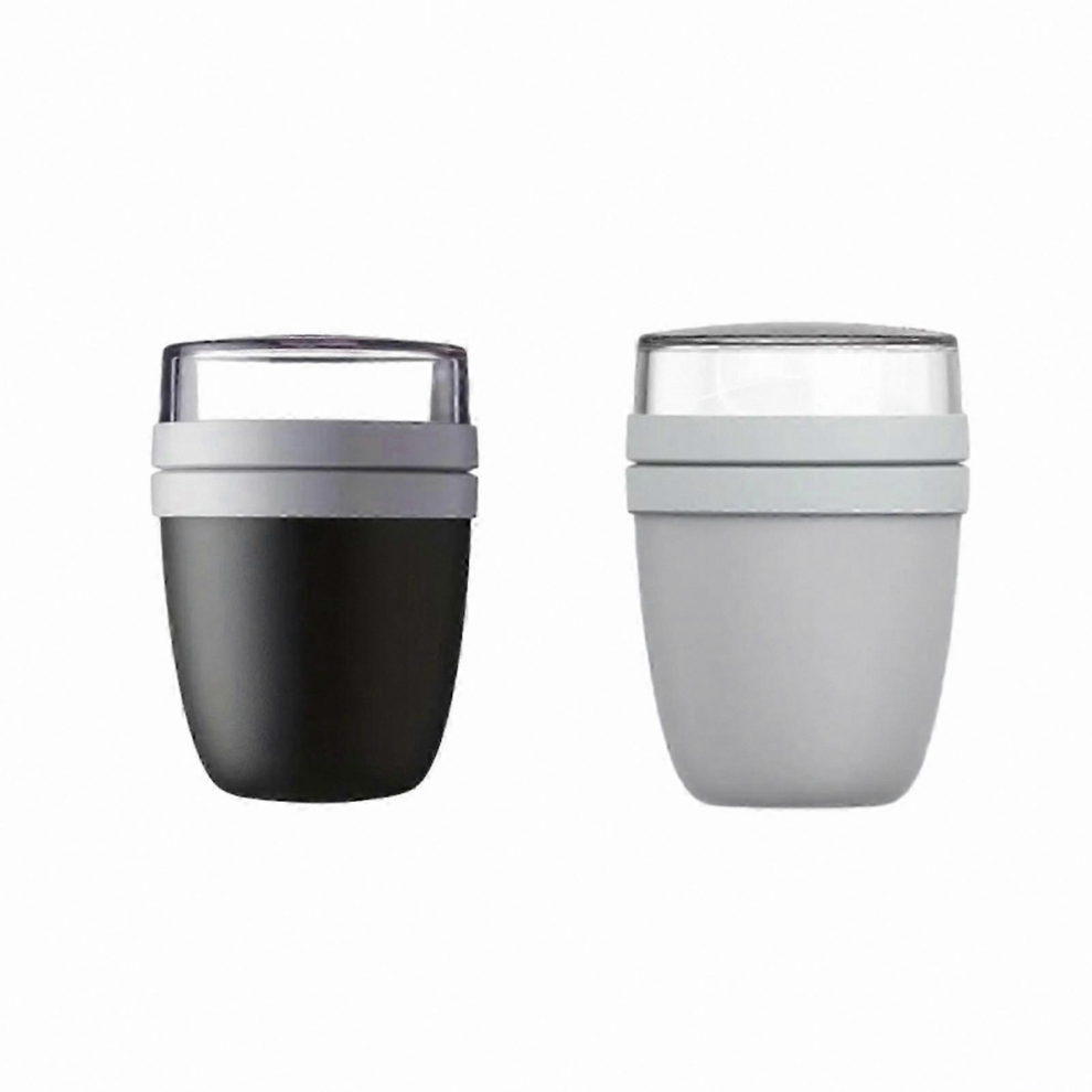 (Gray Black) 2-Pack 500Ml Airtight Food Storage Jars With Lids For Overnight Oats, Yogurt, Snacks, And Meal Prep 5996097905104