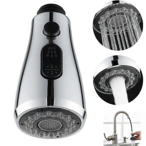 (Silver) Pull Down Kitchen Faucet Spray Head Replacement, 2-Function Tap Head