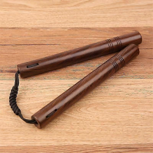 (A) 27cm Solid Wood Double Stick Red Sandalwood Double Cut Stick Rope Practical Performance