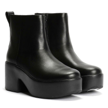 (Black, UK 5 / EUR 38 / US 7) Stivali da donna neri in pelle con plateau e tacco alto