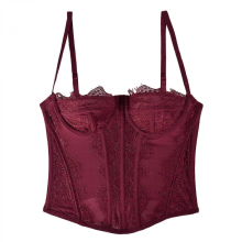 (Claret, XL) Top modellante da donna in pizzo senza maniche, bianco, taglia XL