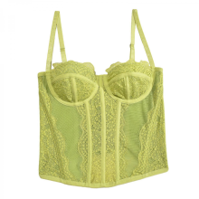 (Light yellow, M) Top modellante da donna in pizzo senza maniche, bianco, taglia XL