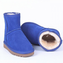 (royal blue, 43) Stivali da neve da donna in vera pelle, caldi stivaletti invernali alla caviglia con spessa imbottitura in peluche