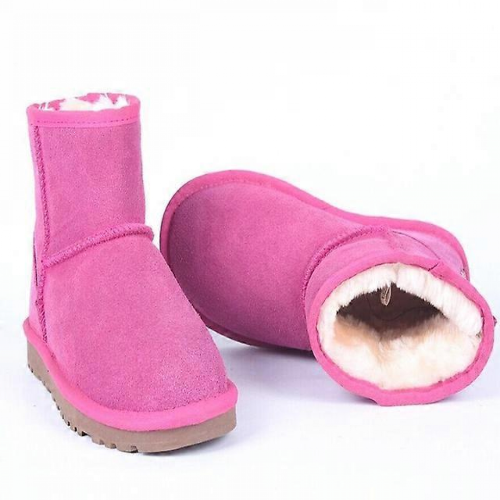 (hot pink, 36) Women's Genuine Leather Snow Boots, Warm Winter Ankle Boots with Thick Plush-image-OPC-PR5TYXQ-NEW