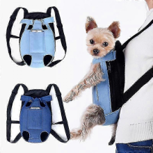 (Dark blue with pocket, XL) Zaino trasportino regolabile per cani di piccola taglia con zampe distese
